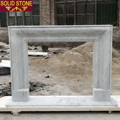 China Modern Solid Stone Fireplace Modern Design Marble Mantel Factory Direct Supply Polished Carrara Marble Fireplace Mantel for sale