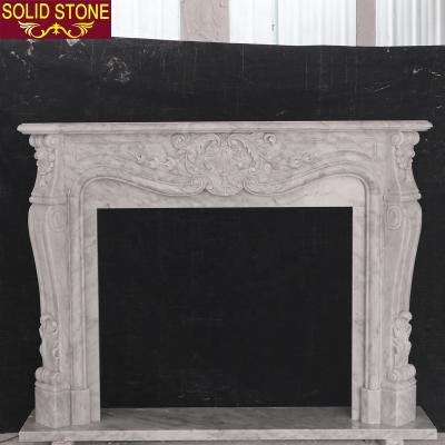 China Factory Direct Sale Modern Marble Fireplace Classic Design Marble Mantel Polished Carrara White Marble Fireplace Surround for sale