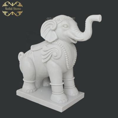 China Traditional Outdoor Sculpture Animal Elephant Stone Decoration Garden Marble Statue for sale