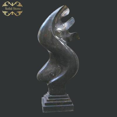 China Western Customized Hand Carved Natural Black Marble Abstract Sculpture for sale