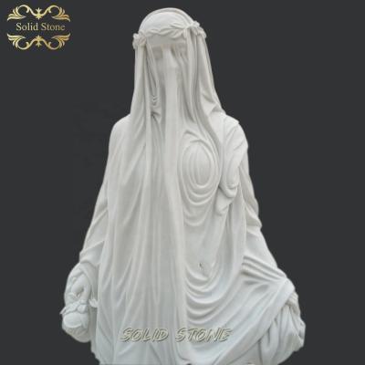 China Factory Direct Supply Fine Traditional Carved Veiled White Marble Lady Bust Sculpture for sale