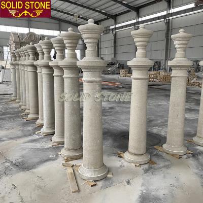 China Solid Beige Stone Villa Baluster Column Pillar Granite Decorative Stair Column Decorative Pillar for sale