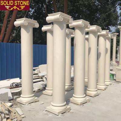 China Solid Design Classic Ionic Style Limestone Clean Beige Column Factory Direct Supply Customized for sale