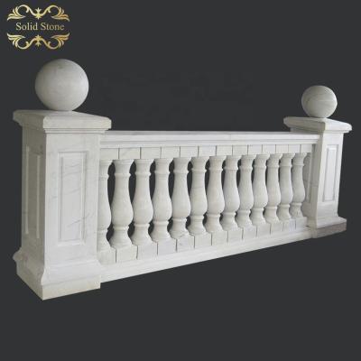 China Customized Modern High End Home Balcony Decorative White Marble Railing With Balls for sale