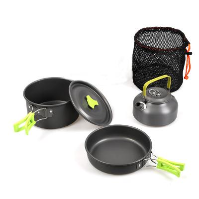 China Asy To Use Antronic Camping Aluminum Portable Cooking Pot Cookware Sets Utensils For Picnic Grill Outdoor for sale