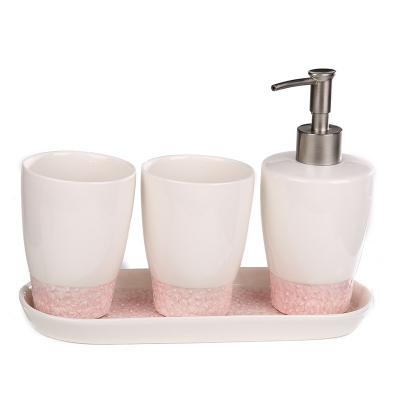 China Viable Wholesale Nordic Creative Four-piece Bathroom Set Minimalist Porcelain Toothbrush Cup Gargle Cup Wedding Gift Wash Set for sale