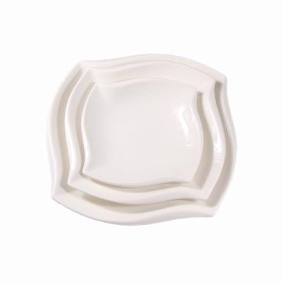 China Durable Pure White Ceramic Corner Western Plate Windmill Dish Hotel Restaurant Irregular Shaped Dish Durable Pure White Kitchen Supplies for sale