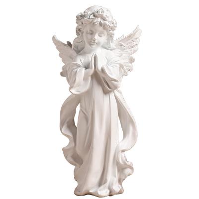 China Nordic Cute Durable Angel White Resin Carved Ornaments Living Room Bedroom Hallway TV Cabinet Decorative Crafts Decoration for sale