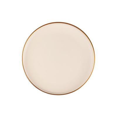 China Factory Viable Wholesale 8 Inch 10 Inch Nordic Gold Ceramic Balance Dish Luster Dish Matte Dish Hotel Restaurant Dessert Dish for sale