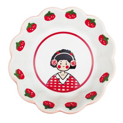 China Viable China produced ceramic oatmeal bowl cute home salad bowl cartoon breakfast tableware fruit and girl 6 inch noodle bowl wholesale for sale