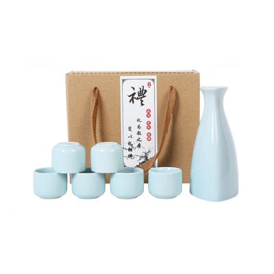 China Viable Japanese Celadon Spirit Set Six Cups Per Jar Commercial Gifts Household Wine Set for sale