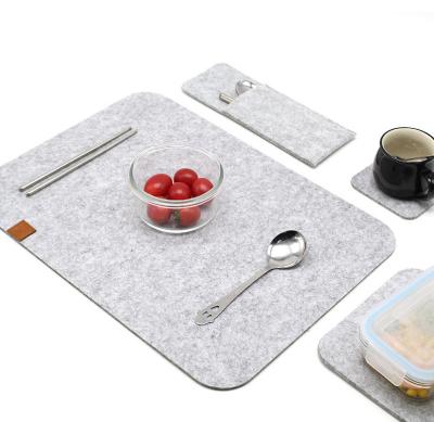 China 2022 Viable Hot Sell Gray Colorful Washable Fabric Place Mat 4mm Felt Non Woven Dining Table Custom Place Mat for sale