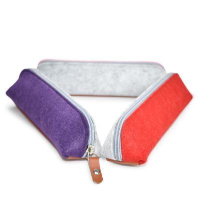 China Zipper Closure Wholesale Free Sample Felt Pencil Case Student Stationery Felt Pen Case for sale