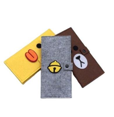 China Cute Custom Logo Printed Money Envelope Wool Felt Wallet Purse Cute Anti-theft for sale