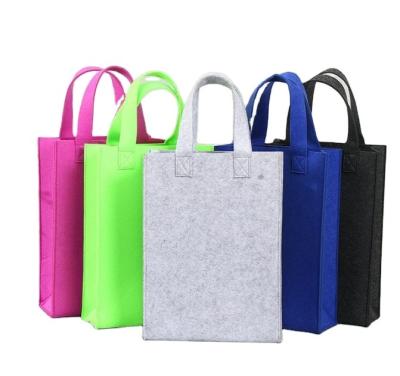 China Customized Logo Handled Light Gray Non Woven Felt Shopping Bag for sale