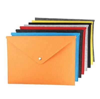 China Easy Carry and Durable Snap Button Design Soft Envelope Bag Felt File Folder A4 Holder Felt Document Bag Folder for sale