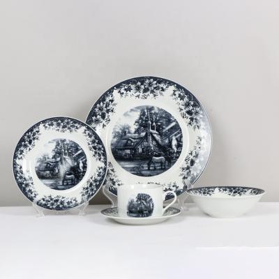 China Viable wholesale landscape design decal printing china dinnereware ceramic dinner set for sale