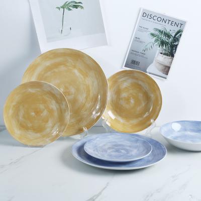 China Sustainable Ceramic Dinnerset Underlay Printing Dinnerset Pad Printing Porcelain Tableware for sale