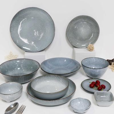 China Popular viable hot sale! Dinnerware Set Ceramic Dinner Plates Dishes Bowls Set With Color Glaze Under Glaze for sale