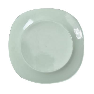 China Viable Hot Selling Green Light Porcelain Square Stoneware Restaurant Outdoor Dish Plate Square Dinner Dish for sale