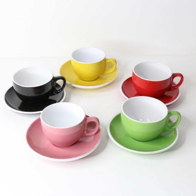 China Stocked Color Acceptable Logo Customized Coffee Cups And Saucers Porcelain Coffee Mugs Factory Price Ceramic 90Ml/150Ml/220Ml/300ml for sale