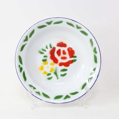 China Sustainable Hot Sale 22cm Enamel Dish , Soup Dish Enamel Flower Dish for sale