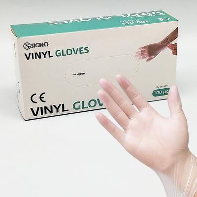 China Guantes elásticos ácidos antis del PVC del vinilo de la protección de trabajo disponible transparente de los guantes en venta