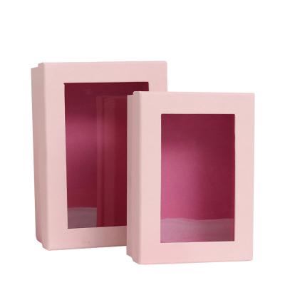 China Recycled Materials Printing Custom Jewelry Eyelash Cosmetics Large Size Size Set Recycled Paper Candy Packaging Boxes With Clear Window Front for sale