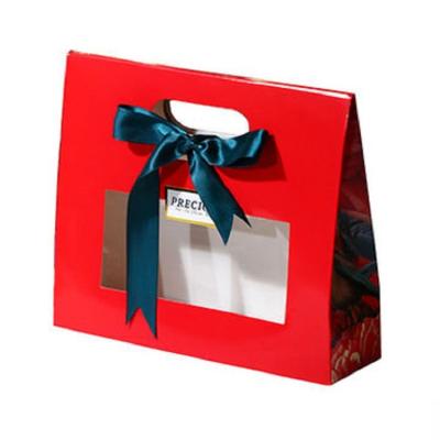 China Recycled Materials Custom Logo Folding Christmas Gift Paper Cookie Boxes With Window for sale