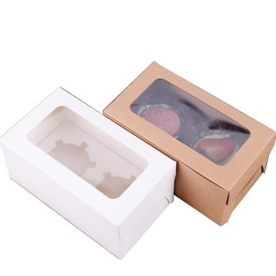 China Custom Eco Friendly Recycled Materials Cupcake Box Kraft Gift Boxes With Inserts And Display Windows And Dividers Cupcake Containers For Christmas for sale