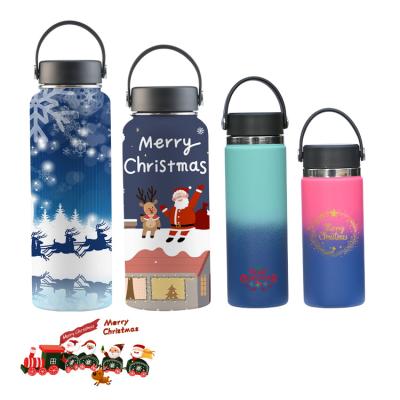 China Eco Friendly Xmas Tumbler Sports Aqua Flask Travel Tumbler Mugs Insulated Stainless Steel Powder Coated Water Bottle for sale