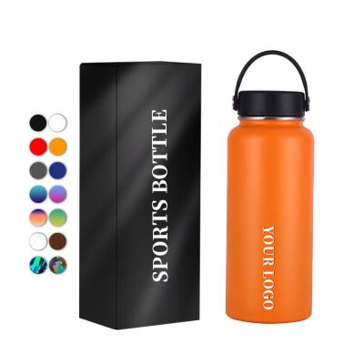 China Sustainable Sports Water Bottle Manufacturers Aqua Flask Travel Tumbler Vacuum 32oz Stainless Steel Water Bottle With Straw for sale