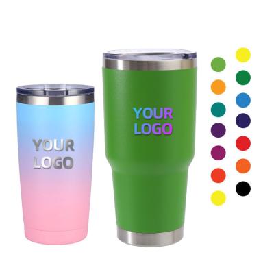 China Durable 20oz 30oz double wall stainless steel vacuum insulated termos powder coated tumbler cups 20 oz travel tumbler cups with straw for sale