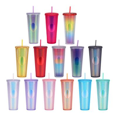 China 24oz Double Wall Viable Skinny Plastic Tumblers Plastic Tapered Cups Tumblers With Straws for sale