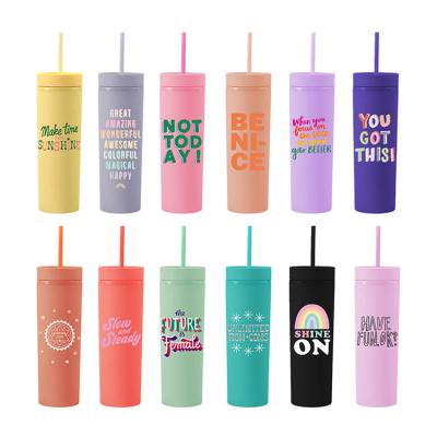 China 16oz Disposable Reusable Bpa Free Fashion Plastic Tumbler Cups Drinkware Bling Lean Double Wall Tumbler With Straw for sale