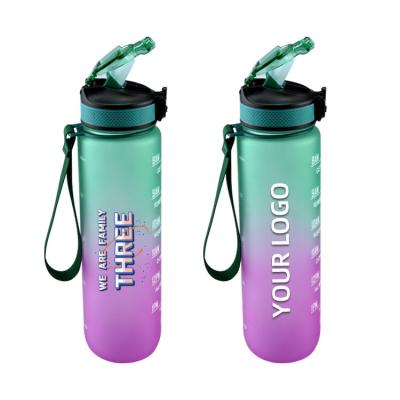 China 2021 Wholesale Sustainable Products Water Bottle Trending Sport Tritan Insulated Motivational Water Bottles With Time Marker for sale