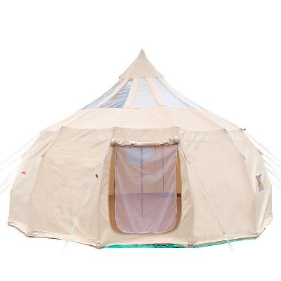 China Durable Glamping Canvas Bell Tent 4M 5M 6M 7M Waterproof Cheap Safari Hotel Tent House Cotton Luna Belle Tent for sale