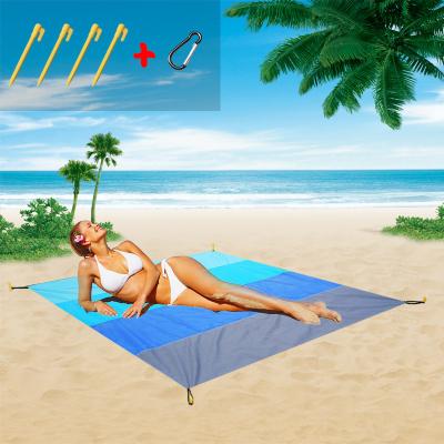 China 210T Grid Ripstop With TPU Coating Hot Sales Lightweight Outdoor Portable Camping Beach Mat Anti-Sand Free Foldable Travel Picnic Blanket for sale