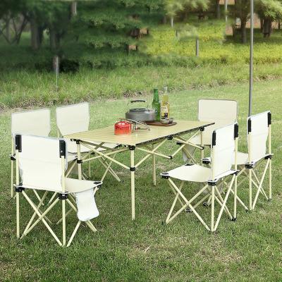 China 2022 New Style Outdoor Foldable Camping Kitchen Table Chair Easy Carry Set, Portable Camping Folding Table and Chair Set for sale