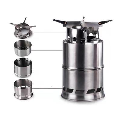 China Outdoor Camping Hiking Portable Windproof Camping Stove Outdoor Dismountable Light Weight Stainless Steel Wood Traveling for sale