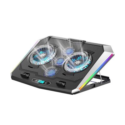 China OEM Laptop Cooler RGB Pad Cooling Stand (Size) 5 Adjustable Silent Aluminum Fans Larger Size For Macbook Laptop for sale