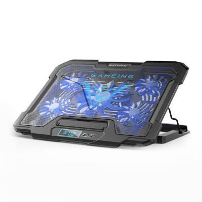 China Adjustable Size 2 USB Ports Blue LED Lights Notebook Cooler 5 Fans Gaming Laptop Cooling Pad For 17.3 Inch Laptops for sale