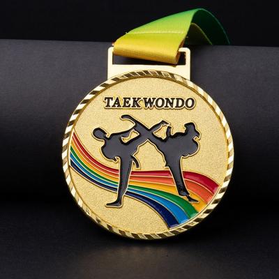 China Custom Hot Sale Europe 3D Metal Award Taekwondo Sport Medal With Ribbon for sale