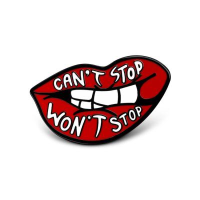 China Hot Selling Europe High Quality Soft Enamel Red Lips Model Material Zinc Alloy Lapel Pin Supplier From China for sale