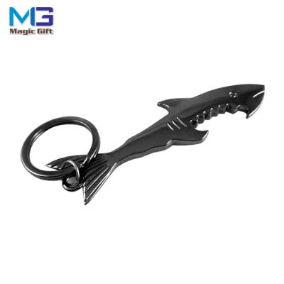 China Style Pendant Cool Beer Metal White Shark Opener Key Chain Key Ring Chains for sale