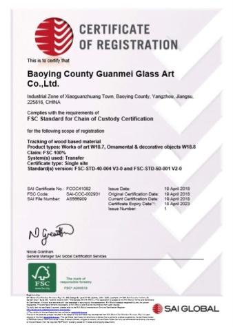 FSC - Baoying County Guanmei Glass Art Co., Ltd.