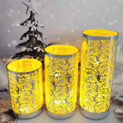 China Europe Home Decor Set Of 3 Cylinder Glass Lanterns With Fairy Lights for sale