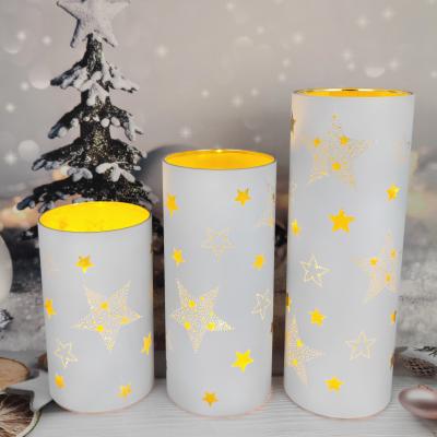 China Europe Christmas Laser Film Engraving Patterns Painting Lead Glass Cylinder for sale