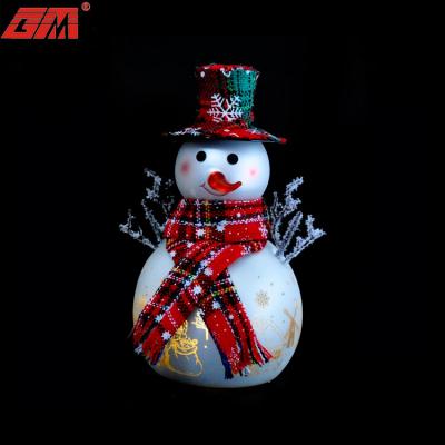 China Wholesale Christmas Decoration Cheap Christmas Ornaments Mini Colored Glass Led Lighted Snowman for sale