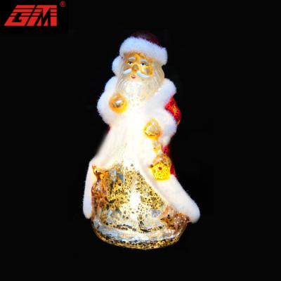 China Christmas Decoration And Led Lighted Glass Figures Of Gifts Santa Claus Christmas Ornaments for sale